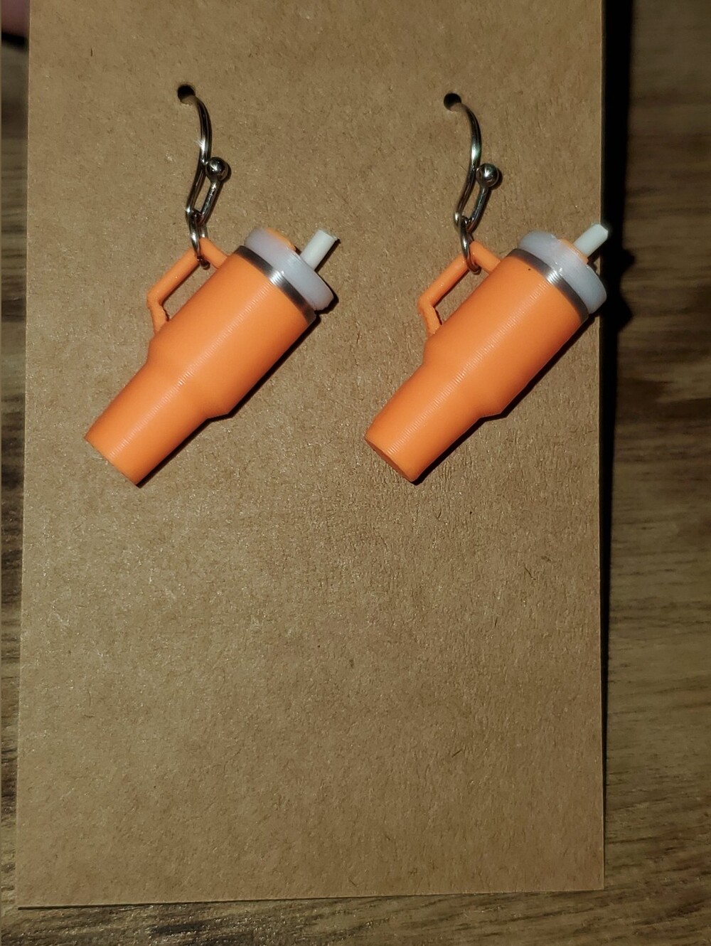 B2G1F Orange Tumbler Dangle Earrings, NEW